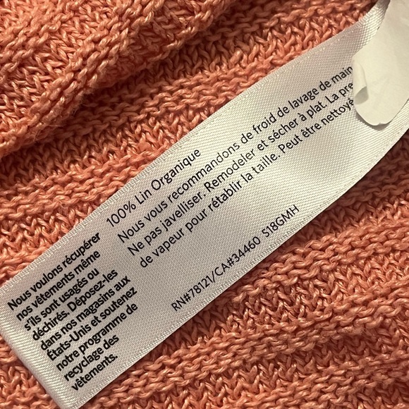 Eileen Fisher Organic Linen Melange Round Neck Top Tunic Peach Sz SP Women - Picture 6 of 8